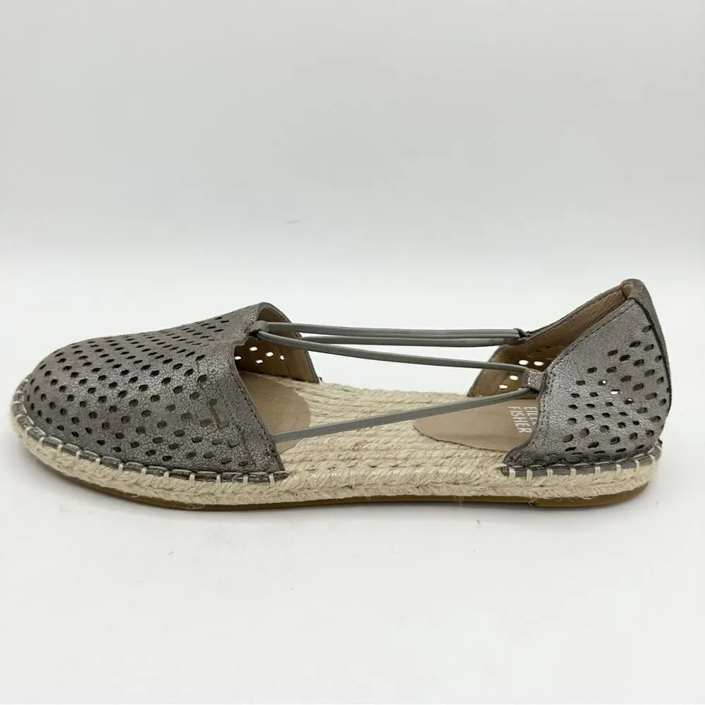 Eileen Fisher Metallic Mica Lee 2‎ D’Orsay Espadrille Flat Sandal Shoe 9.5